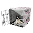 thumbnail image 5 of Peony Dog Crate Cover, Repeating Romantic Pinkish Flowers on Plain Background, Easy to Use Pet Kennel Cover Small Dogs Puppies Kittens, 7 Sizes, Pale Pink Charcoal Grey, by Ambesonne, 5 of 6