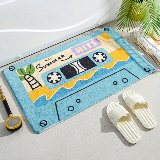 Cinta musical de Cassette Retro, alfombrillas suaves para dormitorio, inodoro, puerta de baño, alfombra de entrada del Hogar, alfombrilla antideslizante absorbente, decoración de pies Fivean unisex