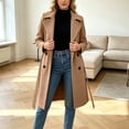 thumbnail image 6 of Vixolx Womens Long Pea Coat Classic Notched Lapel Double Breasted Wool Blend Coat with Tie Belt Side Pockets Winter Casual Office Warm Outerwear, 6 of 8