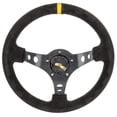 thumbnail image 3 of JEGS Aluminum Racing Steering Wheel, 13 1/2 in. Diameter, 3 in. Dish [Black Suede Full Wrap Grip with Yellow Center Marker], 3 of 7