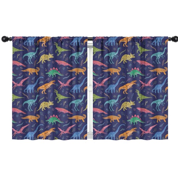 Blackout Kids Curtains,Colorful Cartoon Dinosaurs Plants Pattern Childrens Insulated Curtains Set Of 2,Bedroom Essentials,Toddler Room Decor 42"x54"