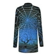thumbnail image 5 of yardsong Women Halloween Cardigan Long Sleeve Open Front Spider Web Print Cardigans Fall Lightweight Min Length Shawl Collar Coat 2025 Blue,XL, 5 of 8