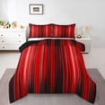thumbnail image 2 of jejeloiu Red Black Gradient Stripe Texture Full Size Comforter Sets Kids,Ombre Pattern Bedding Sets,Reversible,3 Pieces, 2 of 8