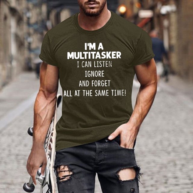 Qertyioot Hauts de Plage T-Shirt à Manches Courtes Imprimé à Col Rond pour Hommes, Mode Décontractée