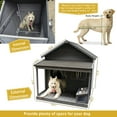 thumbnail image 4 of 44.2"L x 44.6"W Large Wooden Dog House, Weatherproof Balcony Doghouse with Asphalt Roof, Dog Bowls and Large Terrace, Cabin House Style Pet Houses for Indoor, Outdoor, Grey, 4 of 9