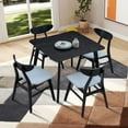 thumbnail image 2 of Kitchen Table and Chairs for 4, Wooden Dining Table Set, Square Kitchen Table and 4 Fabric Upholstered Dining Chairs for Dining Room, Kitchen, Saving Space, Black, 2 of 9