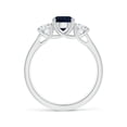 thumbnail image 2 of Angara Natural 1 Ct. Blue Sapphire with Diamond Classic Ring in 14K White Gold for Women (Ring Size: 11.5), 2 of 9