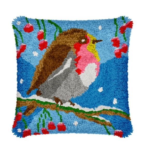 Latch Hook Pillow Kits for Adults pillow,latch hook pillow kits,Birds And Owl Embroidery Creative Craft Home Decor Ideal for Learning Pillow Making 43×43cm/17*17in