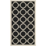 SAFAVIEH Courtyard Ariel Geometric Circle Indoor/Outdoor Area Rug, 2' x 3'7", Black/Beige