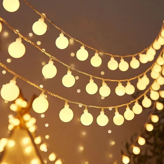 Globe String Lights, 33Ft 80LEDs Hanging Fairy Lights Battery Operated Waterproof Christmas Lights Indoor Outdoor for Tent Bedroom Patio Party