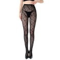 thumbnail image 1 of Jalioing Collants Taille Haute pour Femmes, Dentelle Résille Florale, Bas Résille à Motifs, Panty Résille pour Femmes, 1 of 2