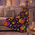 thumbnail image 6 of Cute autumn celebration Pumpkin Bat Pattern Living Room, Festive autumn celebration Scene, Warm Flannel Blanket for Living Room and Family Room, Art Lovers autumn celebration Gift, Festive Home Decor, 6 of 9