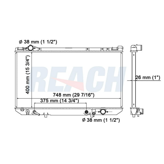 REACH 41-1304 Radiator for 94-90 Lexus LS400, Automotive Radiator Replacement Part