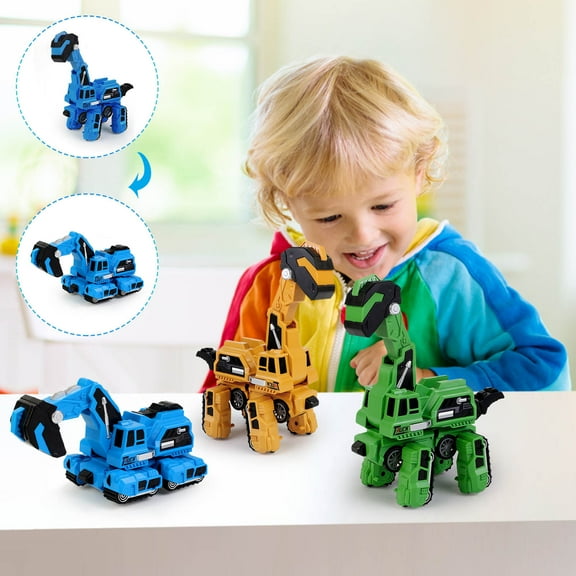 ABPWLY Toys Deformation Car Dinosaur Simulation Brachiosaurus Model Children's Collision Inertial Excavator Toy Girl Toys