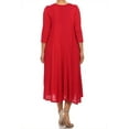 thumbnail image 4 of MOA Collection Plus Size Women's 3/4 Sleeves solid dress, 4 of 4