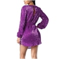 thumbnail image 3 of Aofany Women's Sequin Party Dress Sparkle Long Sleeve Crew Neck Short Cocktail Dress, 3 of 6