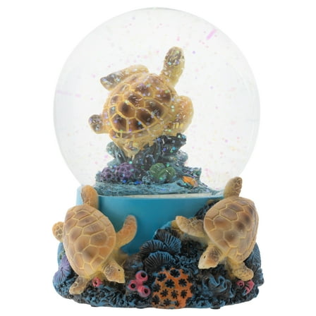 Elanze Designs Coral Reef Sea Turtles 100MM Musical Water Globe Plays Tune Wonderful World