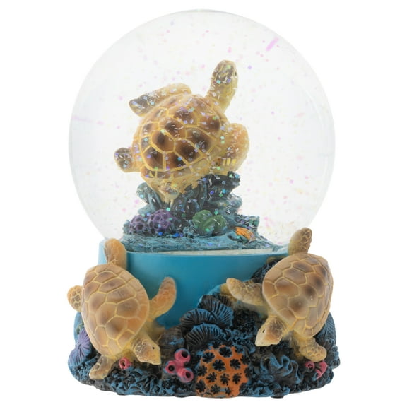 Elanze Designs Coral Reef Sea Turtles 100MM Musical Water Globe Plays Tune Wonderful World