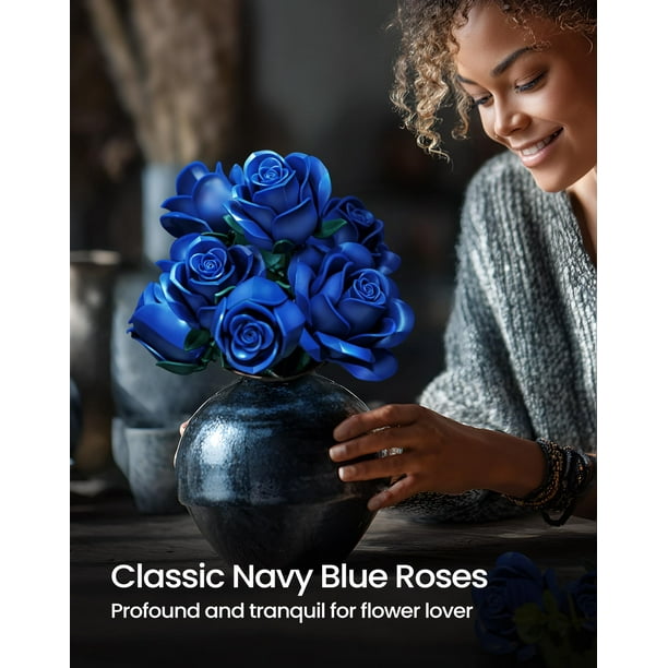 iATOM Blue Rose Bouquet Building Set, Compatible with Lego Flowers