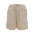 thumbnail image 5 of AKGEAMN Women's Solid Color High Waist Loose Casual Shorts with Pockets, Beige S-XXL, 5 of 5