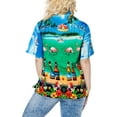 thumbnail image 2 of HAPPY BAY Button Down Shirt for Women Floral Summer Beach Party Blouse Flamingo Shirt Blouses Short Sleeve Tropical Vacation Hawaiian Shirts for Women XL Bottle, Blue, 2 of 3