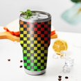 thumbnail image 3 of 30oz Rainbow Color Checkered Pattern Tumblers Stainless Steel Tumbler with Lid and Straw,Vacuum Insulated Double Wall Travel Tumbler Cups Mug with Cleaning Brush for Coffee,Tea, 3 of 7