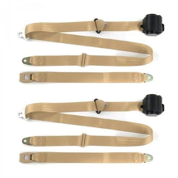 Chevy S10 Blazer 1982-1994 Standard 3 Point Tan Retractable Bucket Seat Belt Kit - 2 Belts