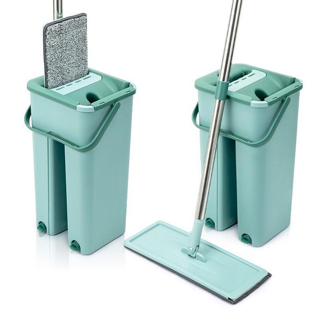 Flat Mop 2 recambios Mop con Magic Squeegee Bucket Dry Cleaner Dust Remover Deng Xun unisex