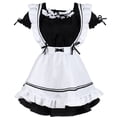 thumbnail image 4 of Vestido de sirvienta Lolita, disfraz de sirvienta de anime japonés para mujer, incluye tocado, pajarita para el cuello, mangas, ligas para las piernas, 4 of 7