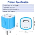 thumbnail image 3 of USB Wall Charger Block,USB Charger Adapter,AILKIN 5V/1A/5Pack Wall Charger Block Fast Charging Station Power Base Charger Block Plug Brick for iPhone Wall Charger,Blue, 3 of 6