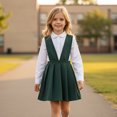 thumbnail image 5 of Grblisyd Girls Uniform Dress School Jumper Pleated Dress V-Neck Casual Overall Classic Back To School Clothes Fashion Comfy Loose Outfits, 5 of 5