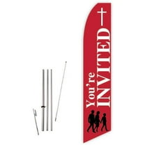 You are Invited Red Super Novo Feather Flag - Complete with 15ft Pole Set and Ground Spike