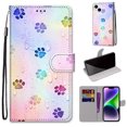thumbnail image 1 of SaniMore for iPhone 13 Pro Max 6.7 "2021 PU Leather Case with Card Slots Detchable Lanyard Color Painting Luxury Pattern Flip Kickstand Shcokproof Wallet Case For iPhone 13 Pro Max, Footprint, 1 of 10