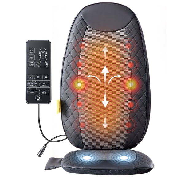 JIOABL Back Massagers, Vibrating Heating Pad for Back, Massage Chair Pad for Pain Relief Deep Tissue, Shiatsu Neck and Back Massager, Back