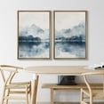 thumbnail image 2 of IDEA4WALL Framed Canvas Print Wall Art Set Lake and Mountain Landscape Serene Watercolor Scenery in Cool Blues Modern Digital Art Wall Decor Minimal Contemporary for Home Decor - Natural 16"x24"x2, 2 of 5