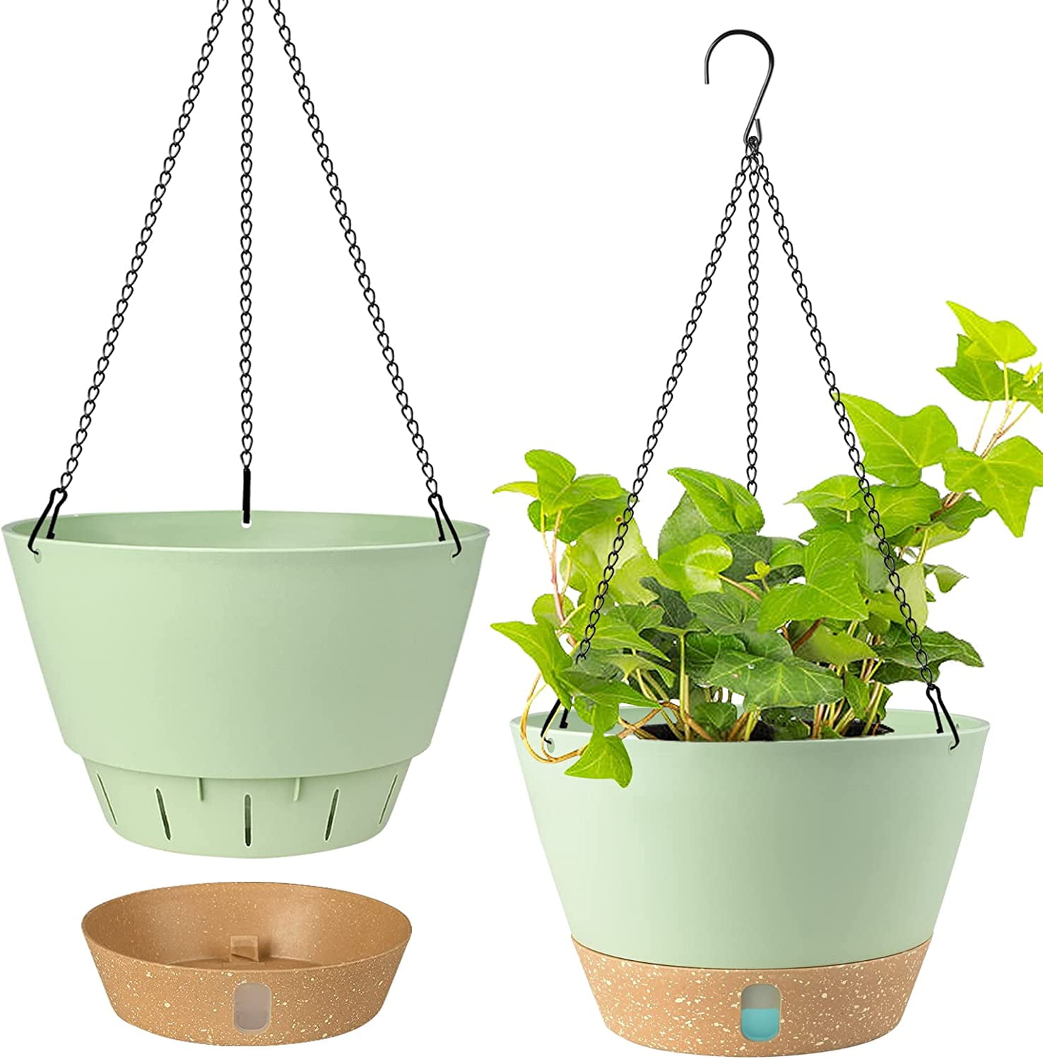2 Pack Hanging Planters Set,10 inch Hanging Plant Pot Basket,Hanging