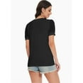 thumbnail image 5 of Women's V Neck Tops Puff Sleeve with Swiss Dot T-Shirts Summer Casual Loose Tshirts, 5 of 7