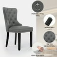 thumbnail image 7 of Foredo PU Leather Dining Chairs Set of 2, Tufted Upholstered Dining Room Chair with Pull Ring and Solid Wood Legs, Gray, 7 of 7