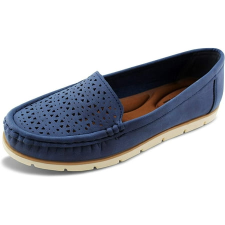 

YAZI Womens Penny Loafers Breathable Slip on Flat Shoes Moccasins