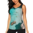 thumbnail image 1 of Fotbe Turquoise Beach Kayaking Blusas Sin Mangas para Mujer – Estilo Casual, Corte Suelto, Slim-Fit, Cuello Redondo Deportivo, Tops de Verano para Gimnasio y Yoga-Medium, 1 of 6