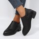 thumbnail image 3 of NECHOLOGY Zapatos Botines para mujer Botines para mujer Botines de tacón bajo Diseño de tacón grueso Botas sin cordones Zapatos casuales Botines con detalle de cremallera en la espalda (Black 6.5), 3 of 4