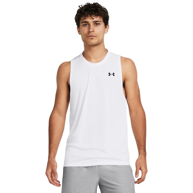 Musculosa Tech para Hombre Under Armour Blanca y Negra Talle M