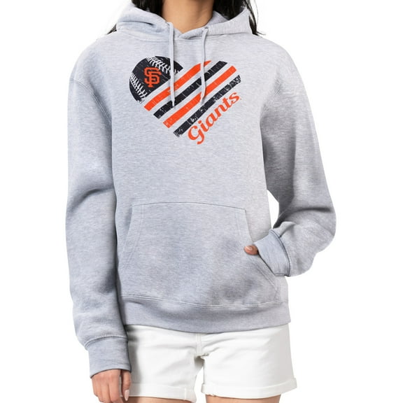 Women's G-III 4Her by Carl Banks Heather Gray San Francisco Giants Heart Fleece Pullover Hoodie