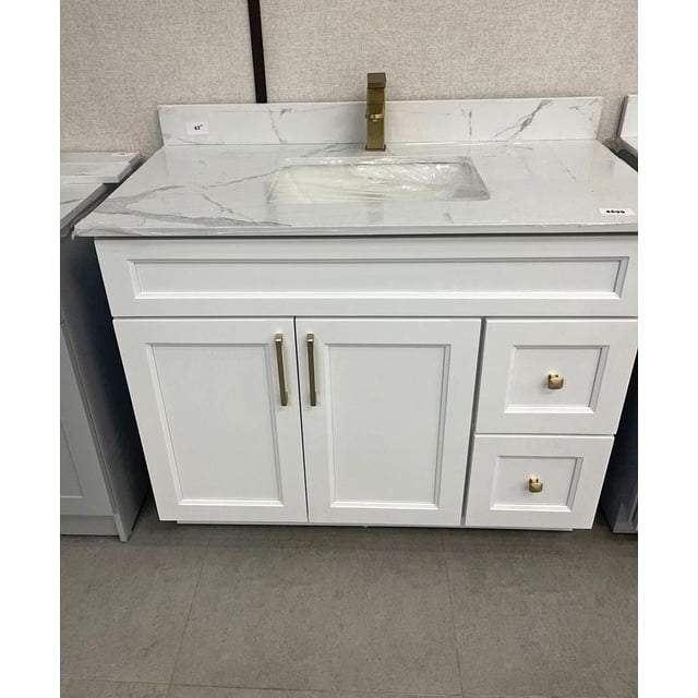 Meuble-Lavabo de Salle de Bain Isaac Style Shaker en Bois Massif de 42 Pouces