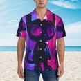 thumbnail image 2 of Susaid Neon Toy Cat Reflections Print Short Sleeve Shirts Button Down Casual Shirts Summer Beach Aloha Button Down Short Sleeve for Men ,XX-Large, 2 of 7