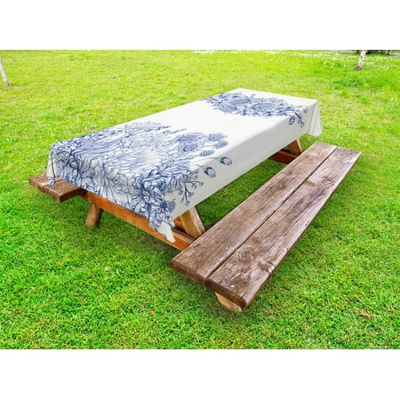 

Blue Outdoor Tablecloth Artistic Floral Bouquet Corsage Carnations Chamomiles Bridal Wedding Anniversary Theme Decorative Washable Fabric Picnic Tablecloth 58 X 104 Inches Blue White by Ambesonne
