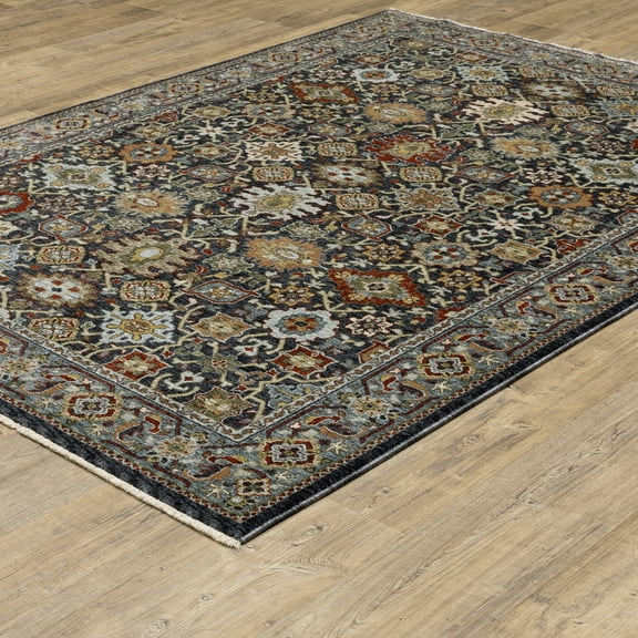 Woven Trends Aberdonian Area Rug 4922D Traditional Blue Floral Oriental 5' 3" X  7' 6" Rectangle