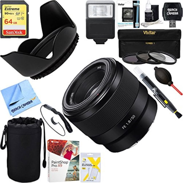 Sony (SEL50F18F) FE 50mm F1.8 Full-frame Prime E-Mount Lens + 64GB