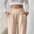 thumbnail image 5 of Ohufall Women's Dress Pants Fashion Solid Casual Elastic High Waist Pants Stretch Slim Fit Straight Leg Trousers Ladies Work Pants for Business, 5 of 8