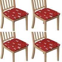 Red Christmas Snowman Seat Covers for Dining Room Chairs Set Of 4,Stretch Printed Washable Chair Seat Cover with Elastic Ties and Button,Removable Waterproof Couch Cushion Covers
